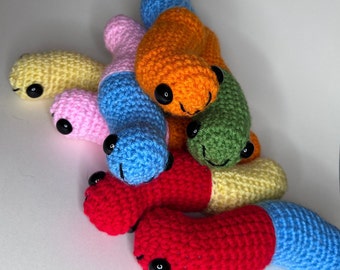 CROCHET PATTERN - Gummy Worm Amigurumi Toy - Stuffed Toy Gift PDF Download