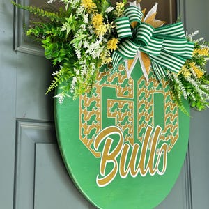 Handmade Green & Gold Team Spirit Door Hanger: Tampa Decor