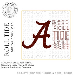 Rouleau TIDE Roll - fichier numérique SVG | Université de l'Alabama SVG | Esprit d'école| Sports universitaires| Silhouette compatible Cricut | Cadeau