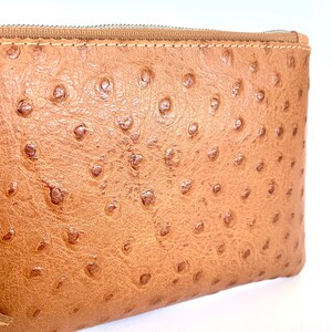 Marlow Emboss Leather Pouch: Tan Ostrich image 4