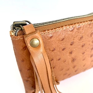 Marlow Emboss Leather Pouch: Tan Ostrich image 5