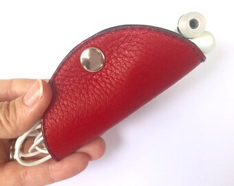 Cordelia Cord Wrap:  Two-tone leather wrap in Red with Dark Chocolate Brown