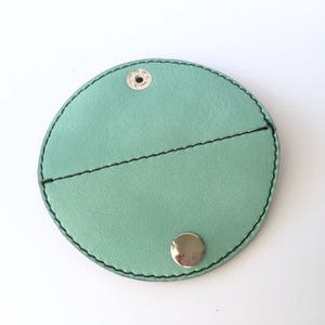 Cordelia Cord Wrap: Two tone leather in mint and metallic silver foil image 4