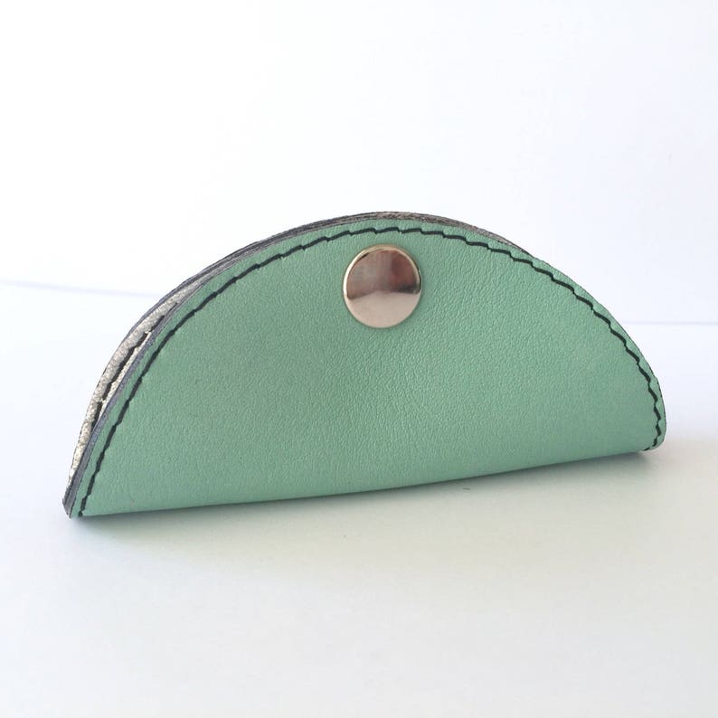 Cordelia Cord Wrap: Two tone leather in mint and metallic silver foil image 3