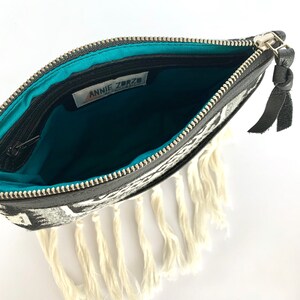 Fallon Tassel Clutch Black mexican weave with Black leather trim image 7