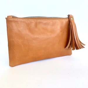 Marlow Emboss Leather Pouch: Tan Ostrich image 6