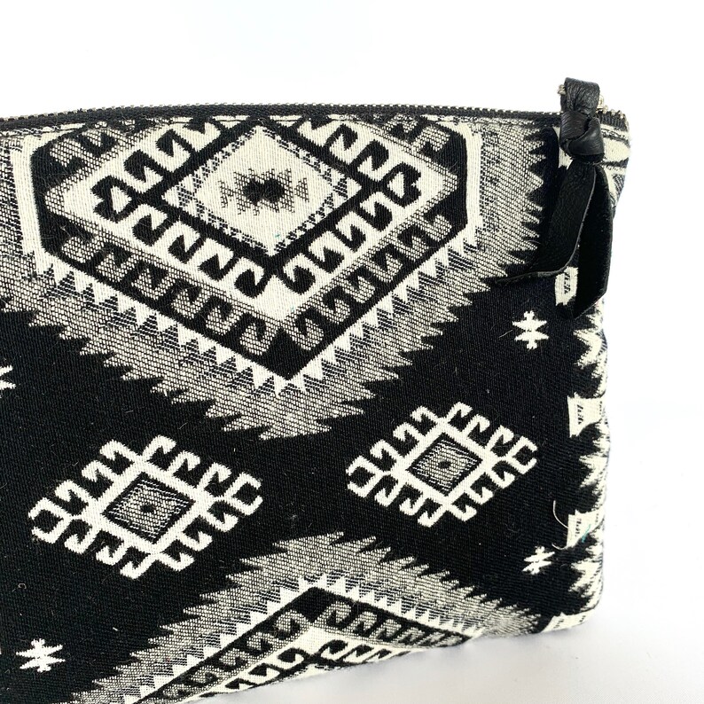 Fallon Tassel Clutch Black mexican weave with Black leather trim image 6