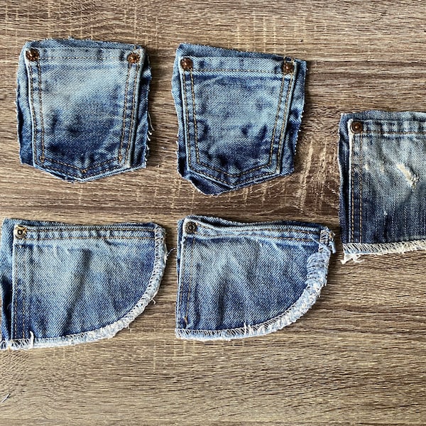 Reclaimed jeans coin pockets, vintage jeans, denim, upcycled jeans, craft supplies