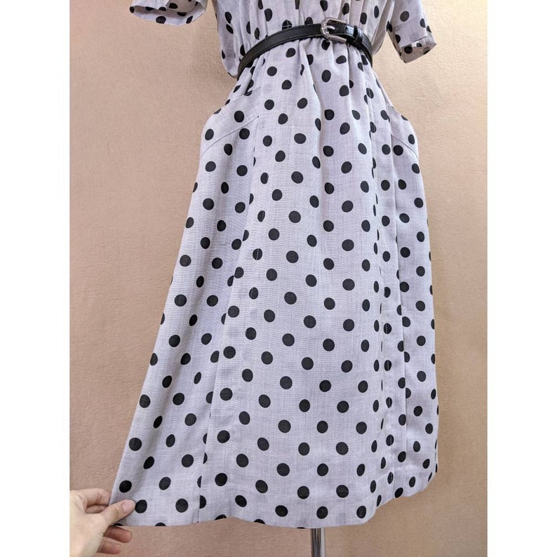 Authentic Japanese Vintage Grey Black Polka Dot Dress