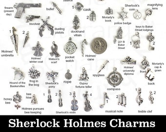 Sherlock Holmes Pewter Charms | Holmes and Watson Detective DIY Jewelry Supplies