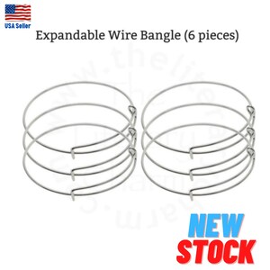 Expandable Bangle, Wire Bracelet Blanks, DIY Bulk Bracelets, Adjustable Charm Bracelet, Stackable Bangle Set of 6, Gifts for Her, Ships USA
