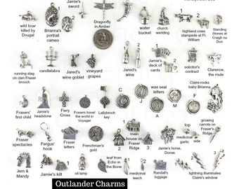 Outlander Gabaldon Charms,Outlander Sassenach pendants, Scottish Thistle Jewelry, Dragonfly in Amber, Outlander jewelry, Claire's ring