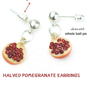 Pomegranate Earrings, Halved Pomegranate Seeds Earring, Fun Fruit Dangle Earring, Food Themed Jewelry, Cute Earrings, UPICK Earring Hardware