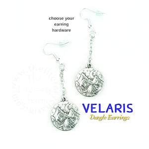 ACOTAR Night Court Earrings, VELARIS Dangle Earrings, Celestial Galaxy Earrings, Silver Mountain Drop Earrings, Gift for Her, UPICK Licensed