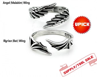 Illyrian Wings Adjustable Ring, S.J. Maas Licensed ACOTAR Night Court Rhysand Crescent City, Bat Boys Angel Malakim Wings, Stackable Rings