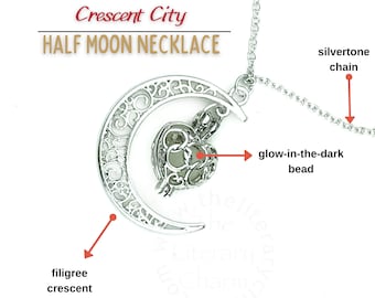 Crescent City Half Moon Necklace, Lunathion S.J. Maas Jewelry, House Earth Blood Necklace, Night Court Velaris Jewelry,NOLA New Orleans Gift