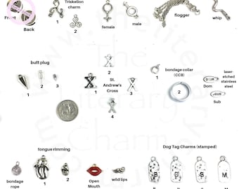 BDSM Charms, bdsm collar choker, bdsm toys, bdsm jewelry, Bondage Submissive Dominatrix Favors, Kink Restraints, Gag Gear, Triskelion symbol