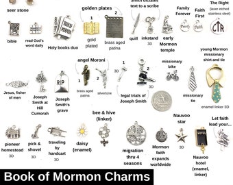 Book of Mormon Theme charms, Mormon gifts, LDS baptism gifts, LDS missionary, Christian Gifts, Mormon Missionary Gifts, DIY Jewelry