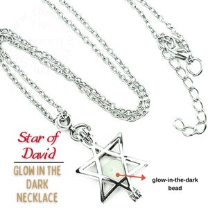 Star of David Luminous Necklace, Six pointed Star Jewelry, Starlight Starfall Constellation Galaxy Jewelry,  Glow in Dark Necklace, UNISEX