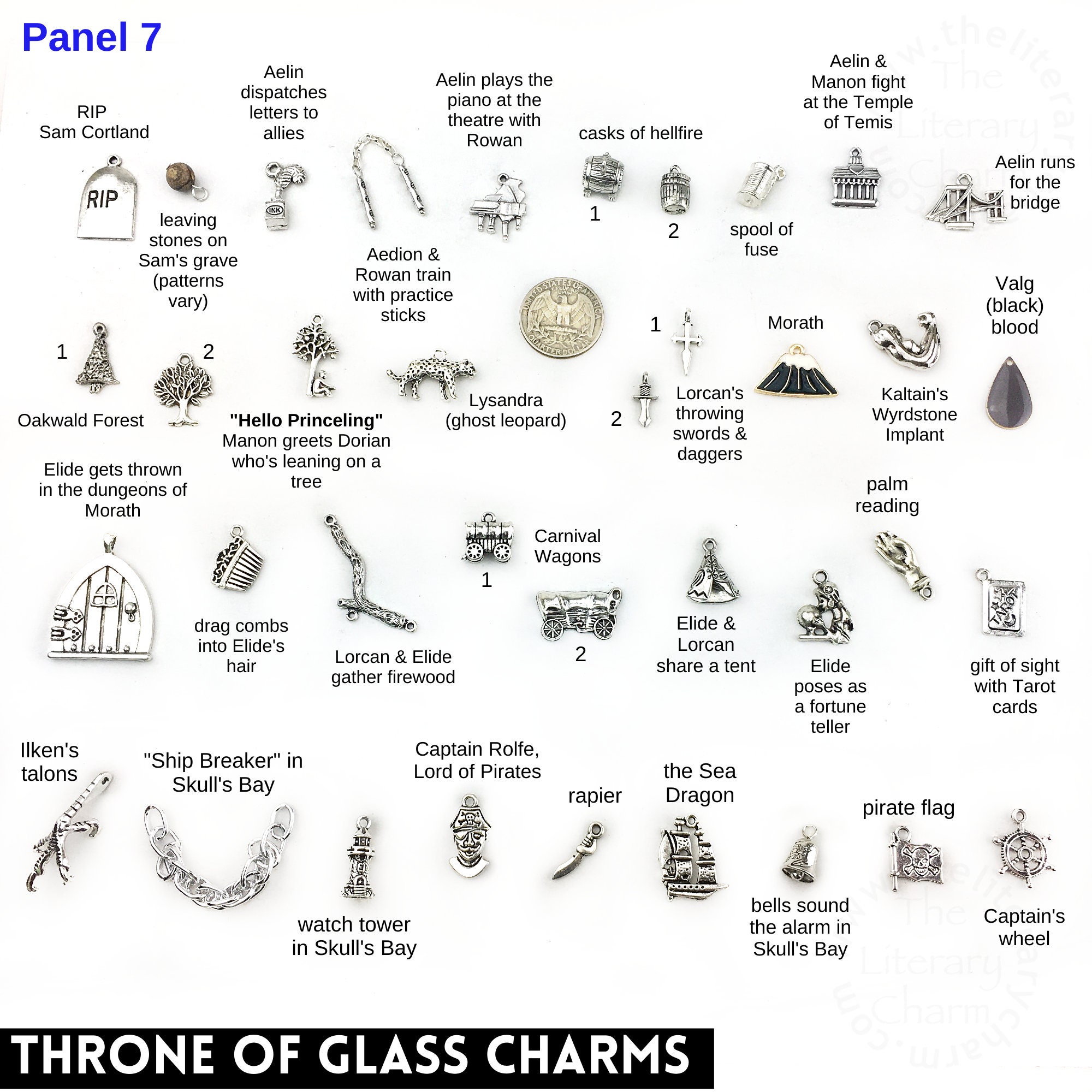 Throne of Glass Sarah J. Maas Pewter Charms TOG Jewelry YA | Etsy