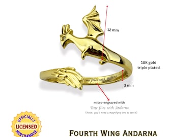 Officially Licensed Andarna Dragon Wing Ring | Fourth Wing Merch for Book Lovers