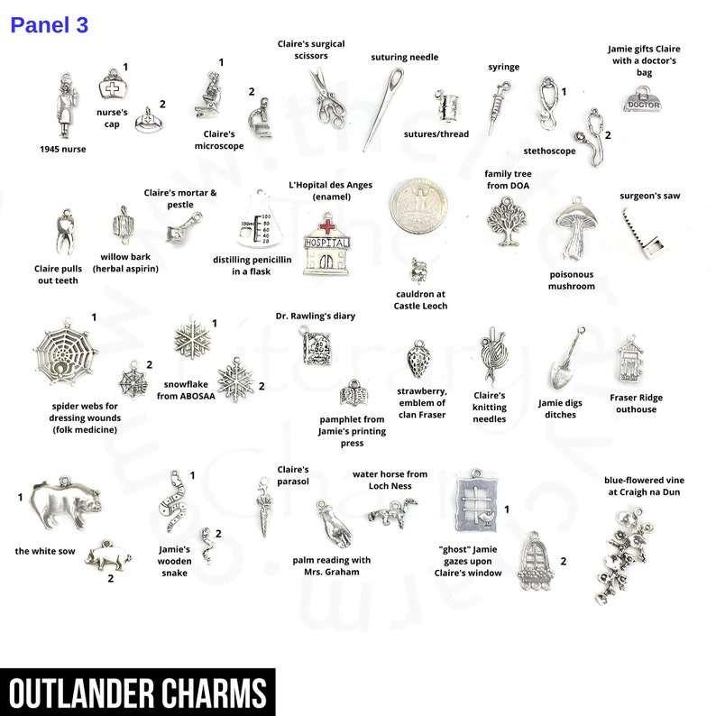 Outlander Gabaldon Charms, Outlander Sassenach pendants, Scottish Thistle Jewelry, Dragonfly in Amber, Outlander jewelry, Claire's ring image 3