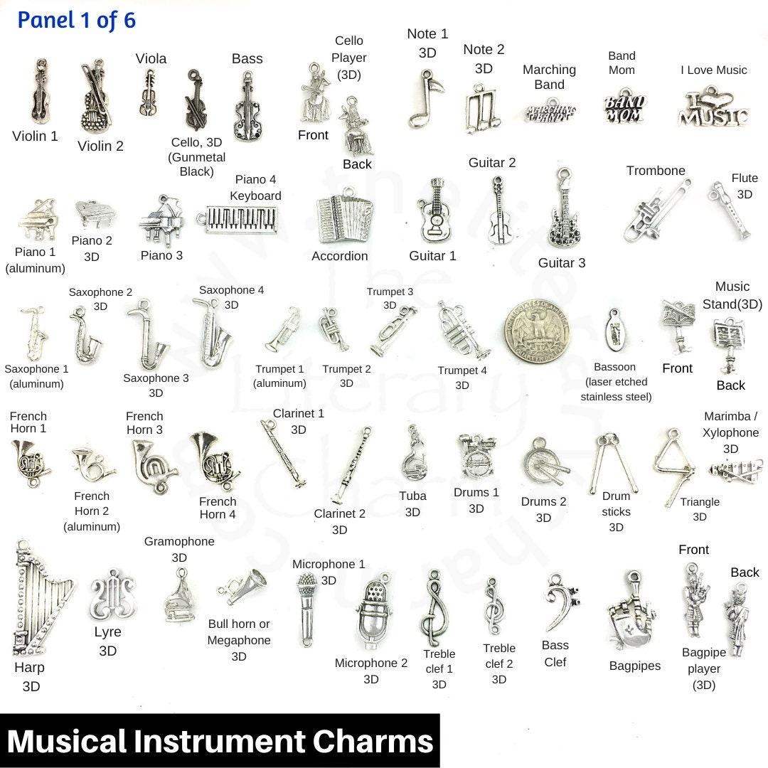 MUSICAL INSTRUMENT CHARMS Marching Band Charms Orchestra Etsy