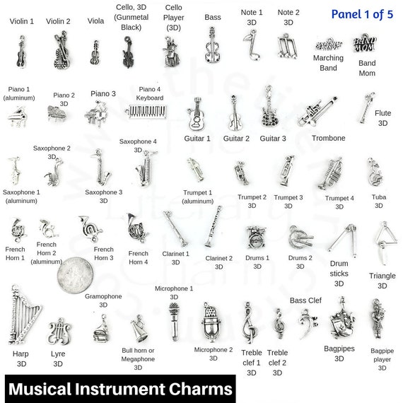 MUSICAL INSTRUMENT CHARMS Collection Marching Band Charms Etsy