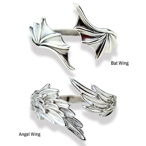 ACOTAR Illyrische vleermuisvleugel of engel Malakim-ring, sterlingzilveren verstelbare sieraden, officieel gelicentieerde Sarah J. Maas-merchandise