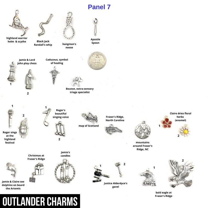 Outlander Gabaldon Charms, Outlander Sassenach pendants, Scottish Thistle Jewelry, Dragonfly in Amber, Outlander jewelry, Claire's ring image 7