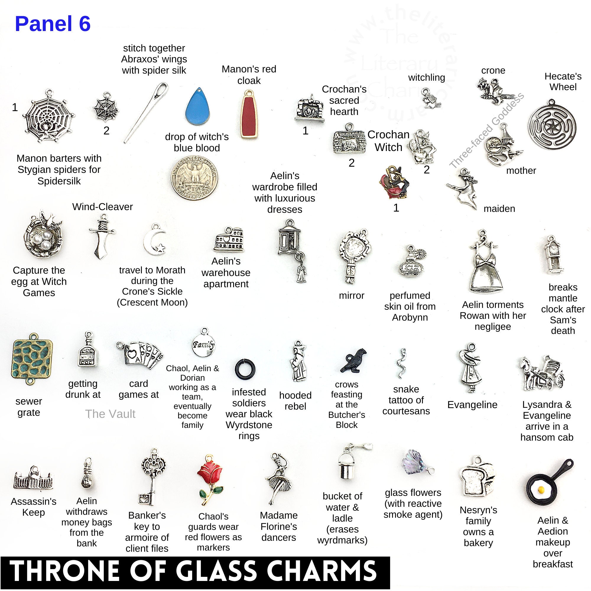 Throne of Glass Sarah J. Maas Pewter Charms TOG Jewelry YA | Etsy