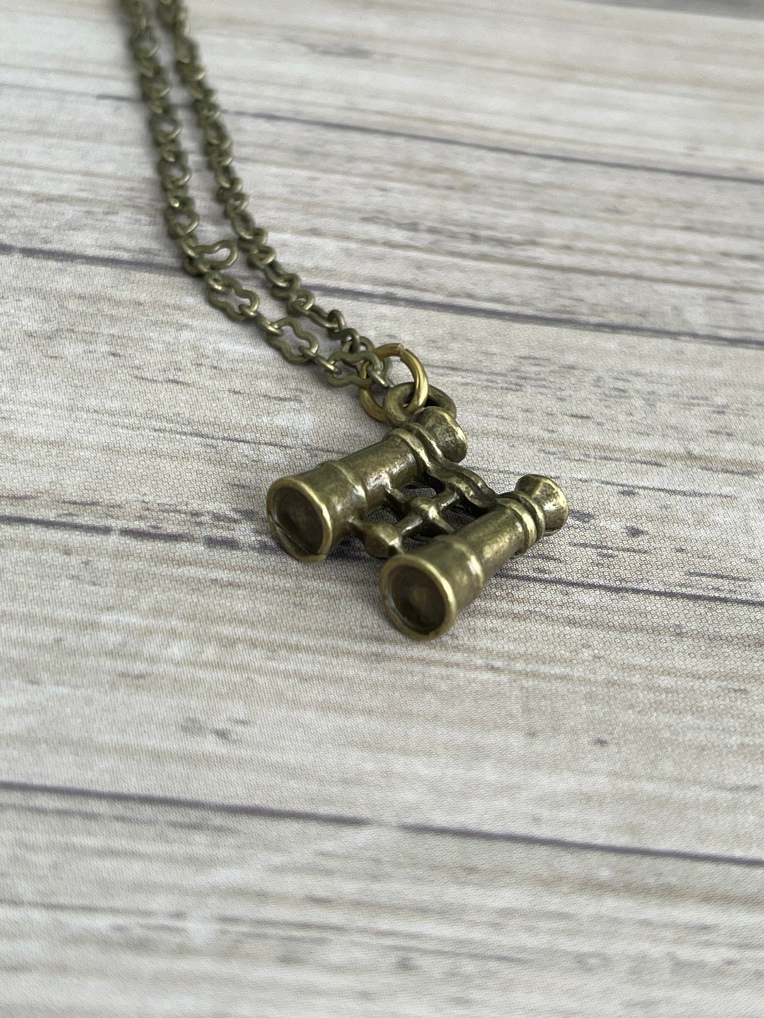 Antique Gold Binoculars Necklace, Adventure Necklace, Graduation
