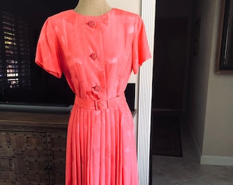 1950’s Dynasty - Hong Kong Silk Party Tea Dress Lovely Pinky Peach