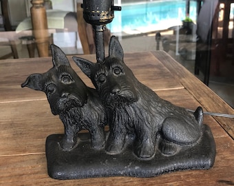 Darling Iron Lamp 1960’s Scotty Schnauzer - Scotch Scottie - Terrier Dog - Puppy Doorstop Lamp