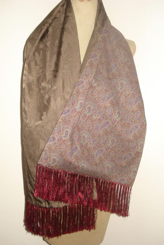 Lovely Vintage Inspired Paisley Fringe Men's or Women's Piano Scarf - Length 53" View 5