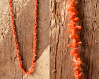 Orange Red Coral Branch Necklace - Natural Coral 28 inch necklace, Resort Jewelry, Tropical Jewelry, Mermaid