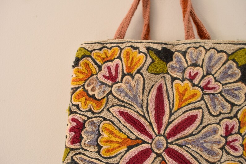 Embroidered Floral Tote