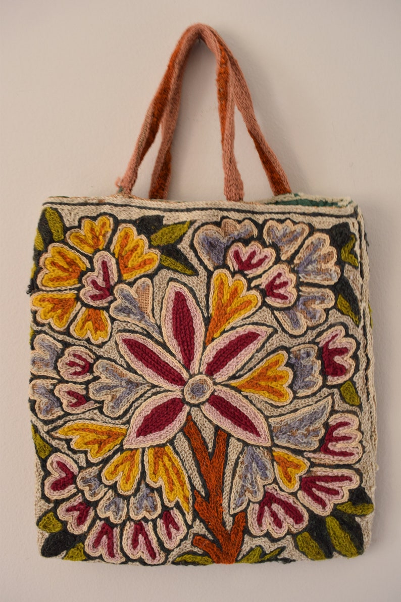 Embroidered Floral Tote