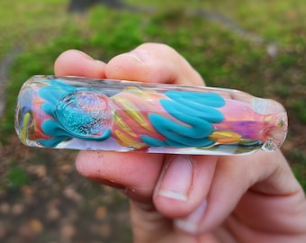 Aqua and pink color changing chillum