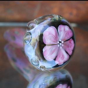 Peach blossom color changing glass pipe