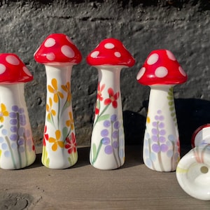 Mushroom and floral chillum by Sarita Glass