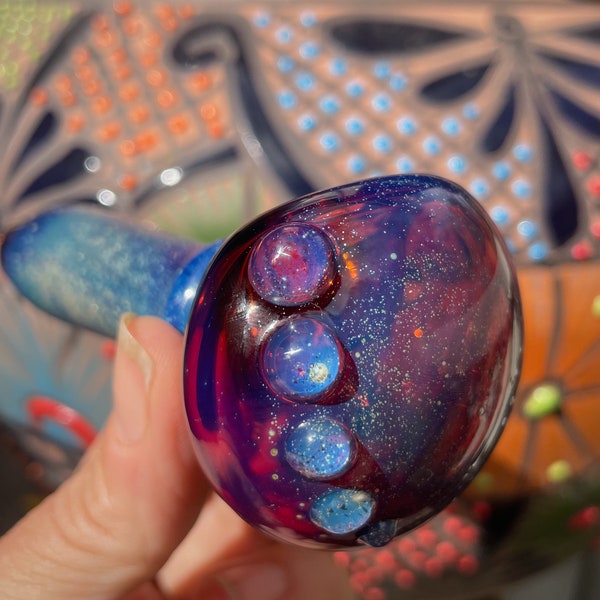 Glass smoking pipe - Aurora Borealis Amber