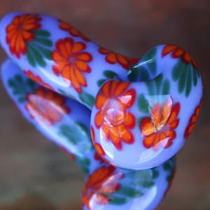 Flower power periwinkle glass pipe