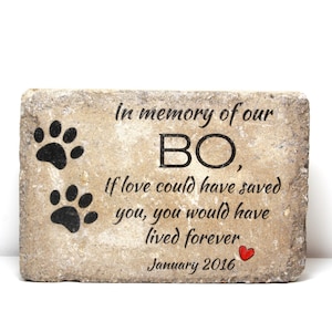 Pet Memorial Stone. 6x9 CUSTOM Burial Marker. Tumbled Concrete Paver Stone. Outdoor or Indoor Dog or Cat Memorial Stone. Pet Marker image 1