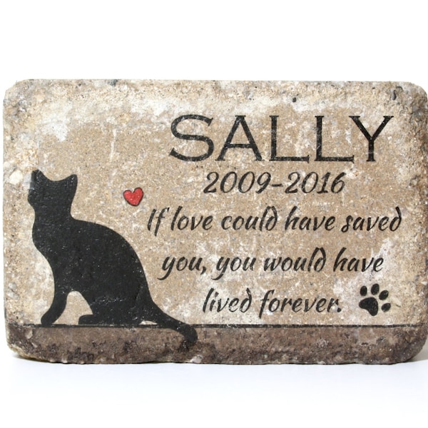 Personalized Cat Memorial Stone, Concrete Burial Marker (6x9)