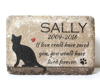 PERSONALIZED CAT Memorial Stone. 6x9 Burial Marker. Tumbled (Concrete) Paver Stone. Indoor/ Outdoor Cat Memorial. Custom Cat Sympathy Gift.