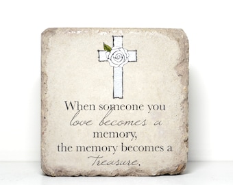 Memorial Stone. 6x6 Handcrafted Indoor or Outdoor Sympathy Gift.  Ready to ship and FREE US Shipping.