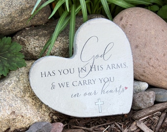 Heart Memorial Stone for Indoor or Outdoor Use. Concrete 7x8x1.5  Perfect for Funeral or Memorial Garden. Ready to Ship.