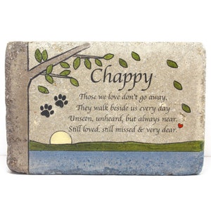 Pet Memorial Stone. 6x9 CUSTOM Burial Marker. Tumbled Concrete Paver Stone. Outdoor or Indoor Dog or Cat Memorial Stone. Pet Marker image 1