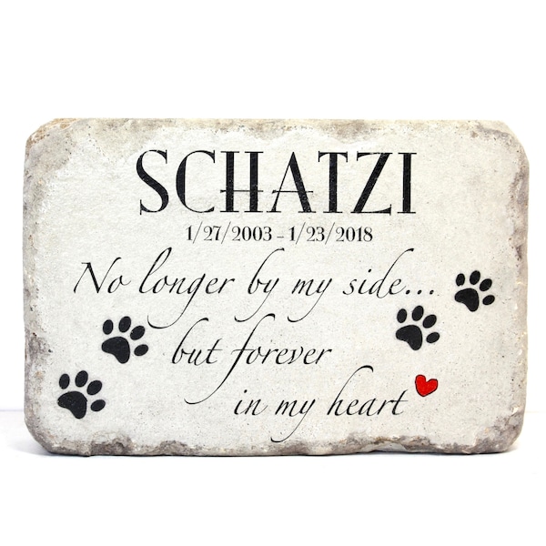Personalized Pet Memorial Stone: Concrete Burial Marker, Indoor or Outdoor